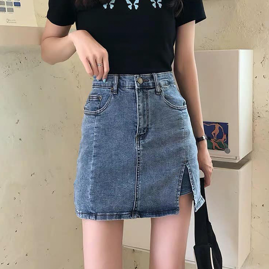 High Waisted Denim Skort