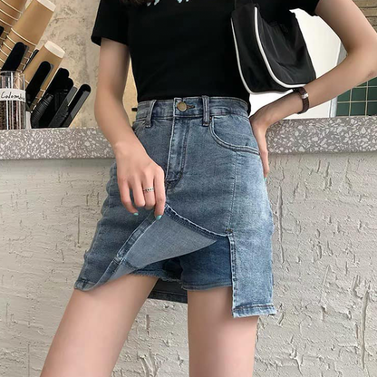 High Waisted Denim Skort