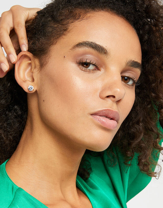 14K Gold Plated Diamond Stud Earrings