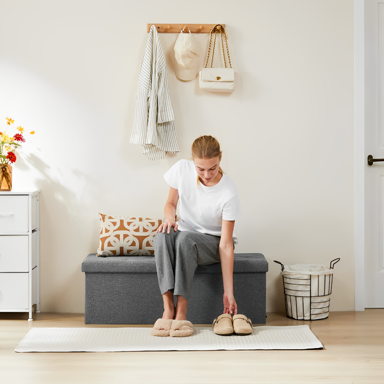 Ottoman Folding Storage Bench